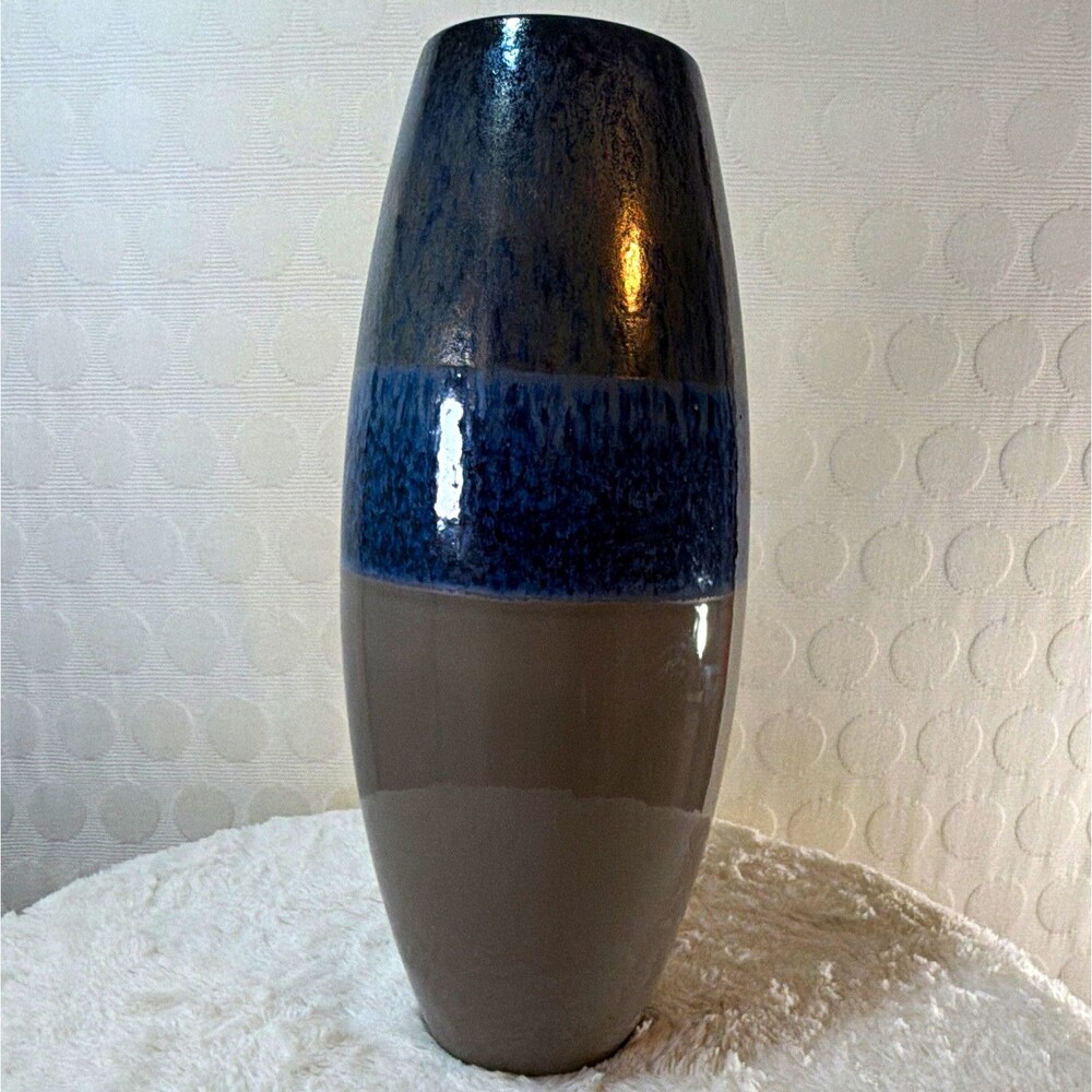 Apropos Home Collection Blue Gray Ceramic Vase 16.5” Made in Portugal